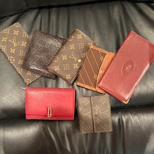 Louis Vuitton, Cartier, Fendi, Gucci Brown and Red Wallet Collection